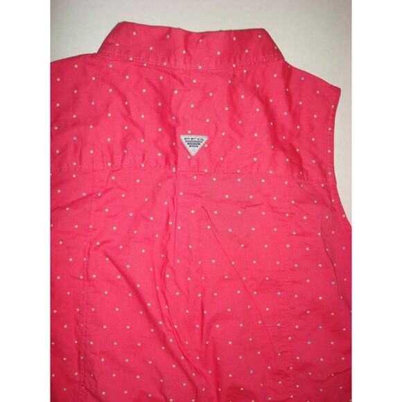 NWT New Womens Columbia Pink Blue Dot Dress PFG M Slits Pockets Cotton Rod Logo - Picture 8 of 8